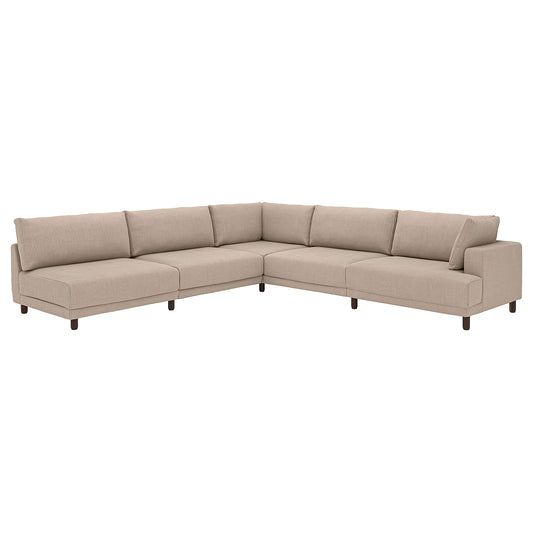 UPPÅKRA modular corner sofa, 6 seat, with open end, left/Samsala grey-beige, 342x95 cm