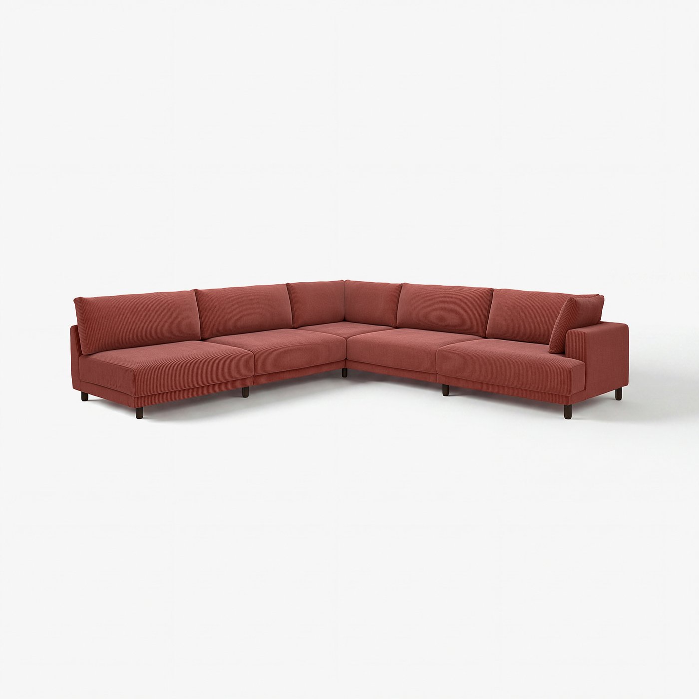 UPPÅKRA modular corner sofa, 6 seat, with open end, left/Samsala brown-red