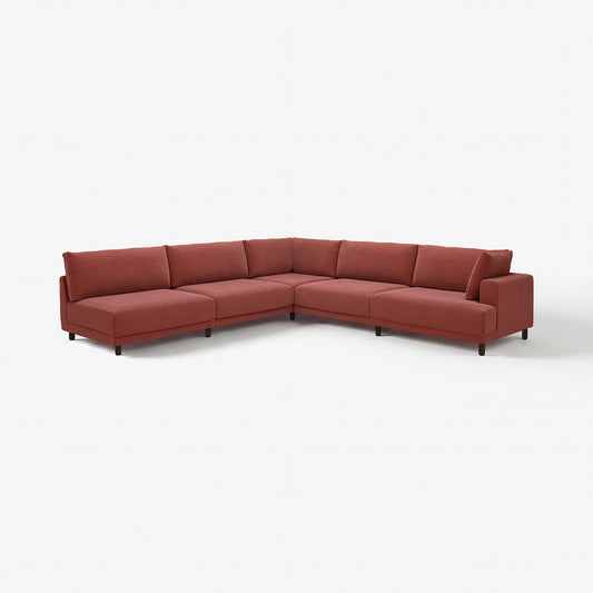 UPPÅKRA modular corner sofa, 6 seat, with open end, left/Samsala brown-red