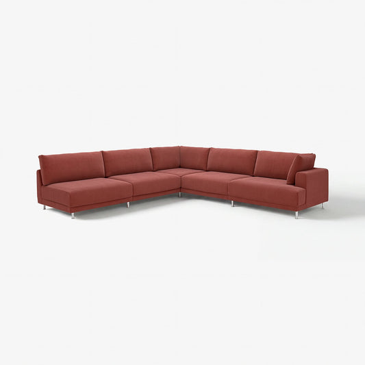 UPPÅKRA modular corner sofa, 6 seat, with open end, left/Samsala brown-red