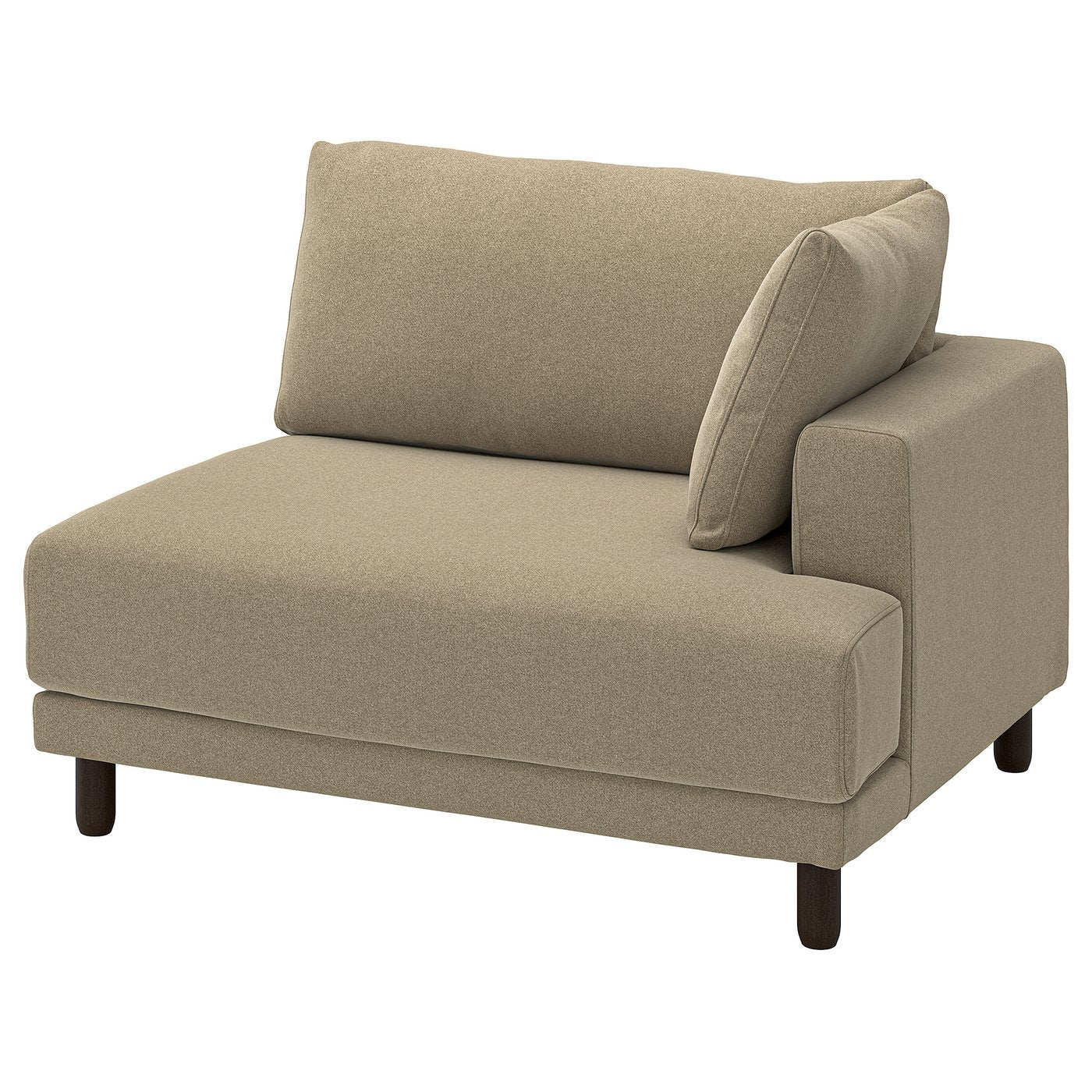 UPPÅKRA 1.5-seat module, with armrest right/Johanneshov brown-beige, 127x95x107 cm
