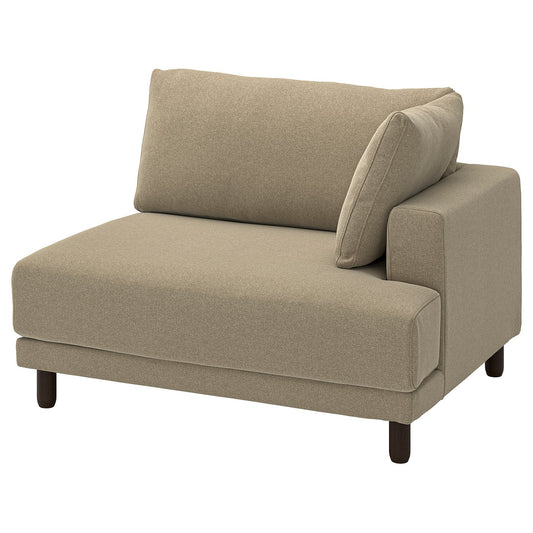 UPPÅKRA 1.5-seat module, with armrest right/Johanneshov brown-beige, 127x95x107 cm