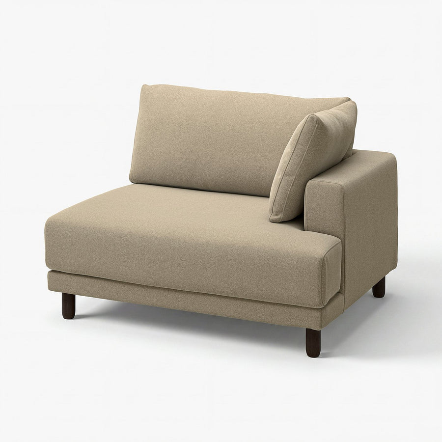 UPPÅKRA 1.5-seat module, with armrest right/Johanneshov brown-beige, 127x95x107 cm