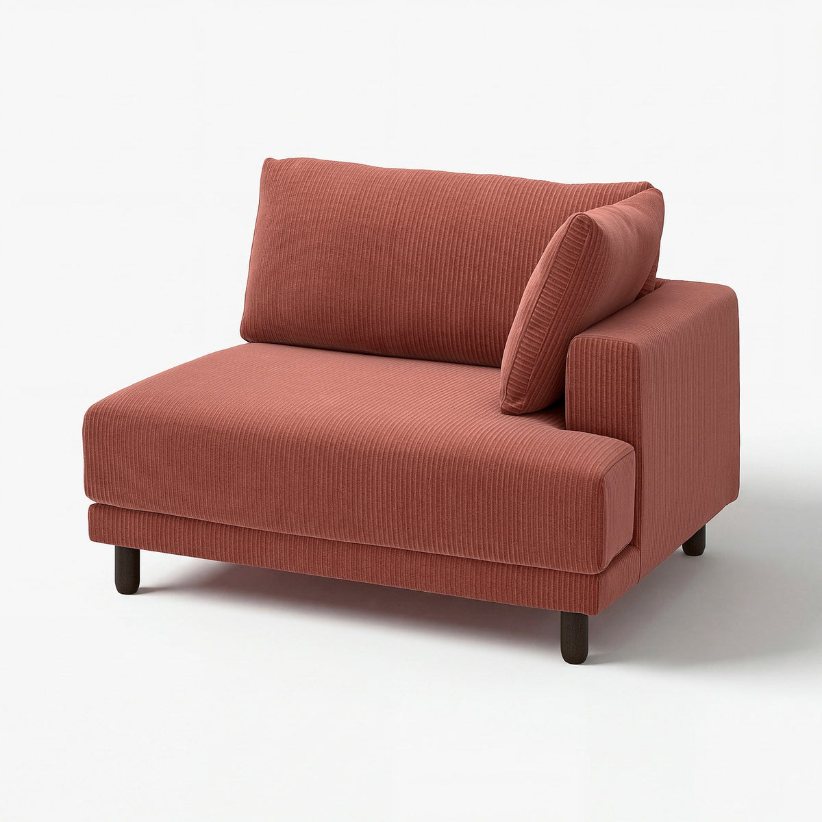 UPPÅKRA 1.5-seat module, with armrest right/Samsala brown-red, 127x95x107 cm
