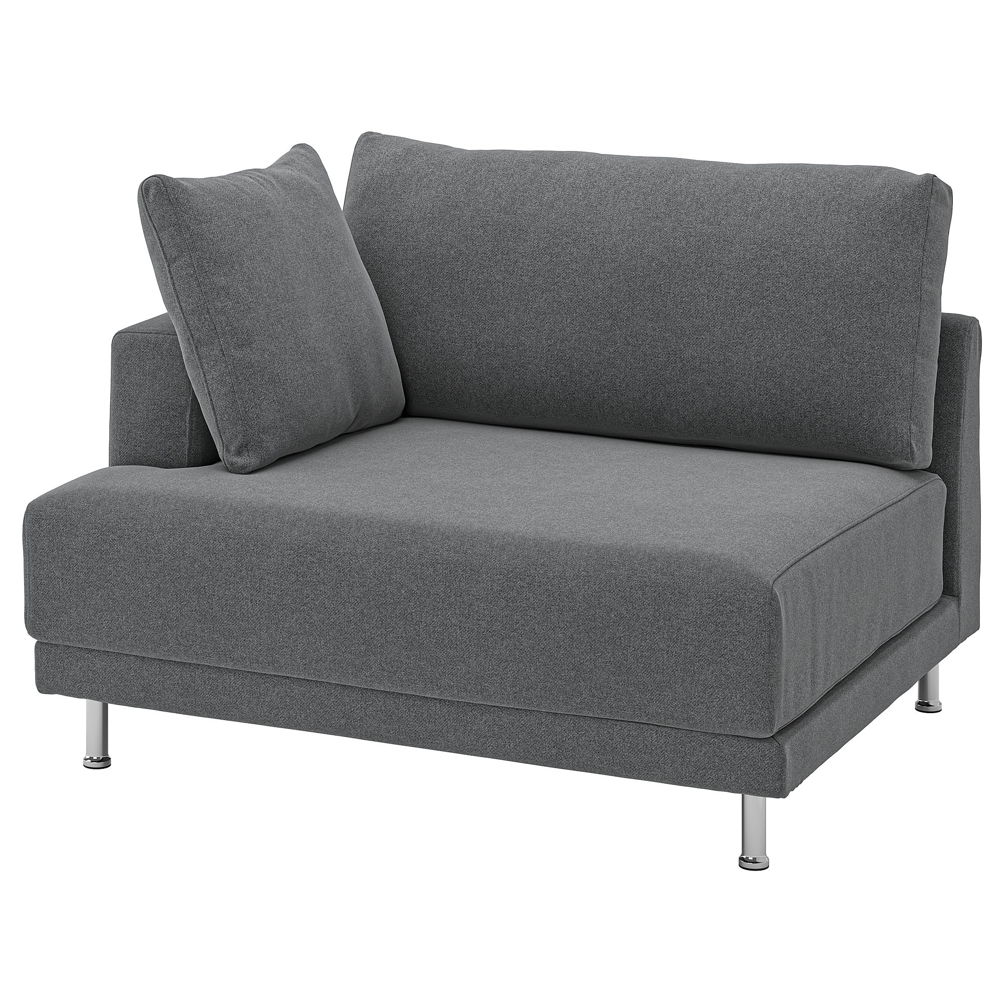 UPPÅKRA 1.5-seat module, with armrest left/Johanneshov dark grey, 127x95x107 cm