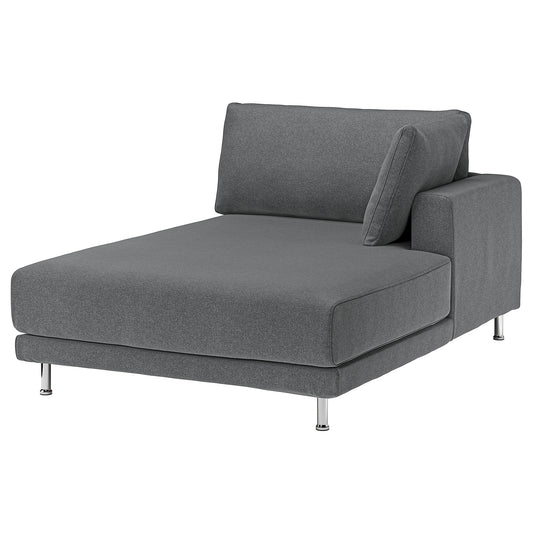 UPPÅKRA chaise longue module, with armrest right/Johanneshov dark grey, 127x46x180 cm