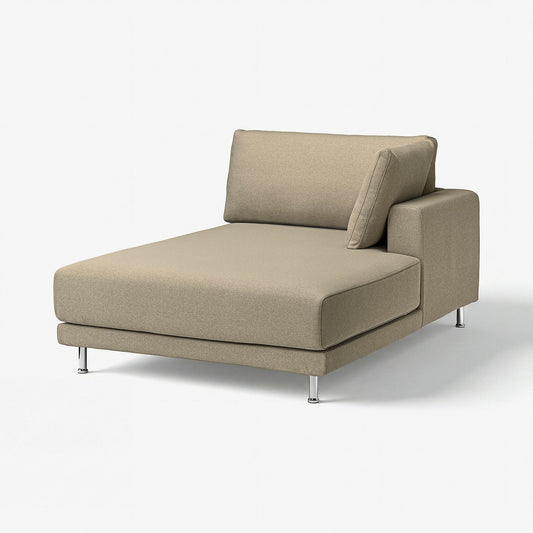UPPÅKRA chaise longue module, with armrest right/Johanneshov brown-beige, 127x46x180 cm