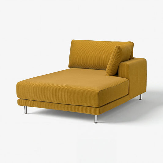 UPPÅKRA chaise longue module, with armrest right/Samsala yellow-brown, 127x46x180 cm