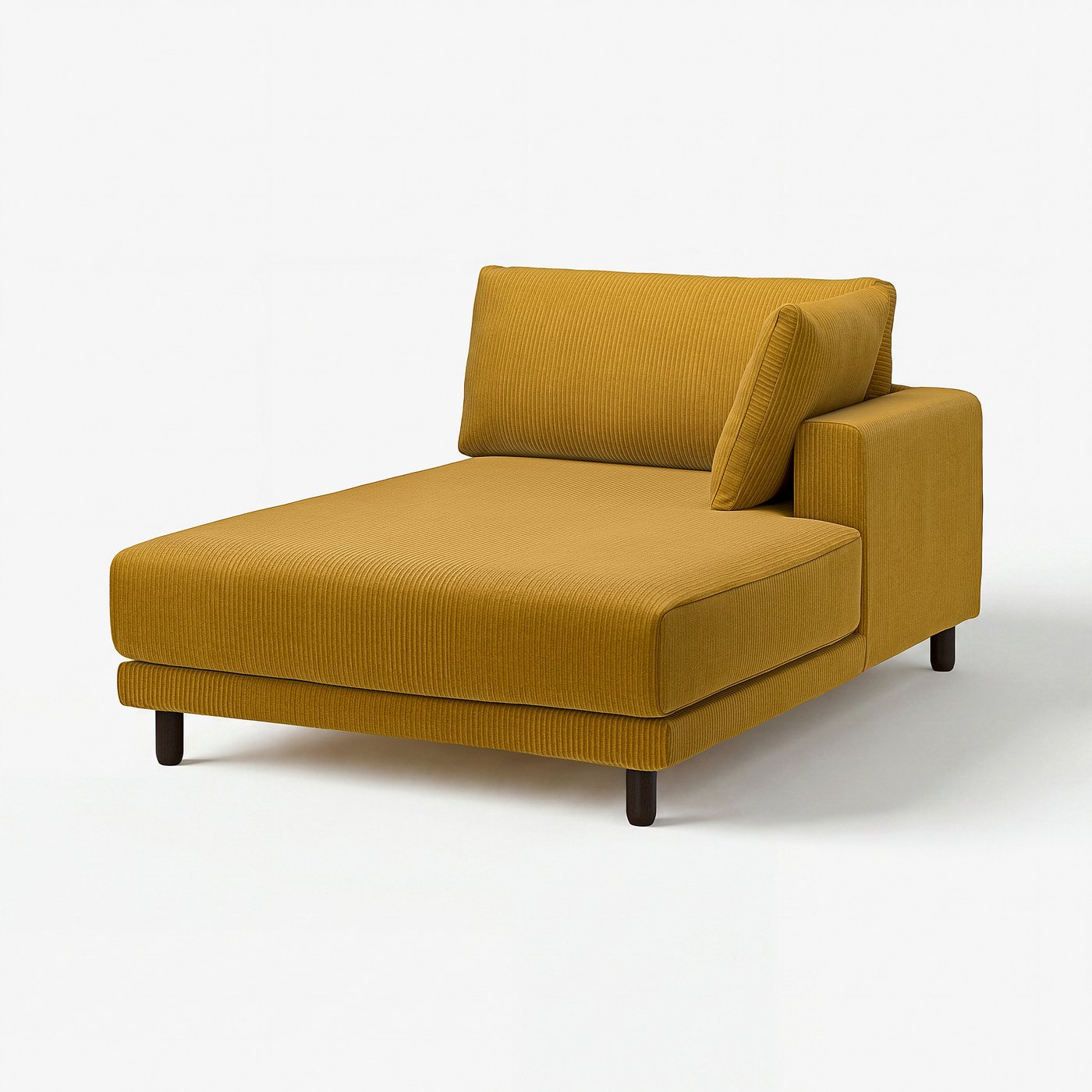 UPPÅKRA chaise longue module, with armrest right/Samsala yellow-brown, 127x95x180 cm