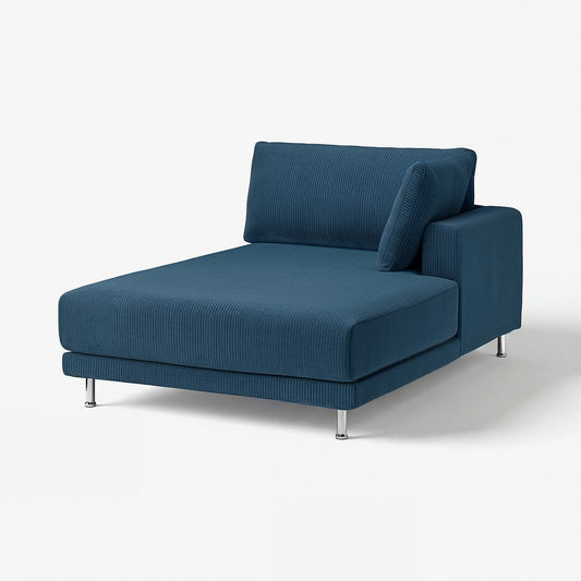 UPPÅKRA chaise longue module, with armrest right/Samsala dark blue, 127x46x180 cm