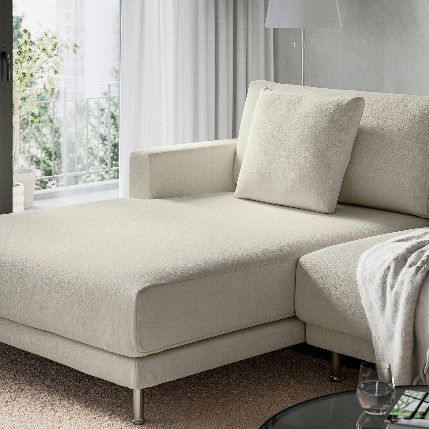 UPPÅKRA chaise longue module, with armrest left/Axvall off-white, 127x46x180 cm