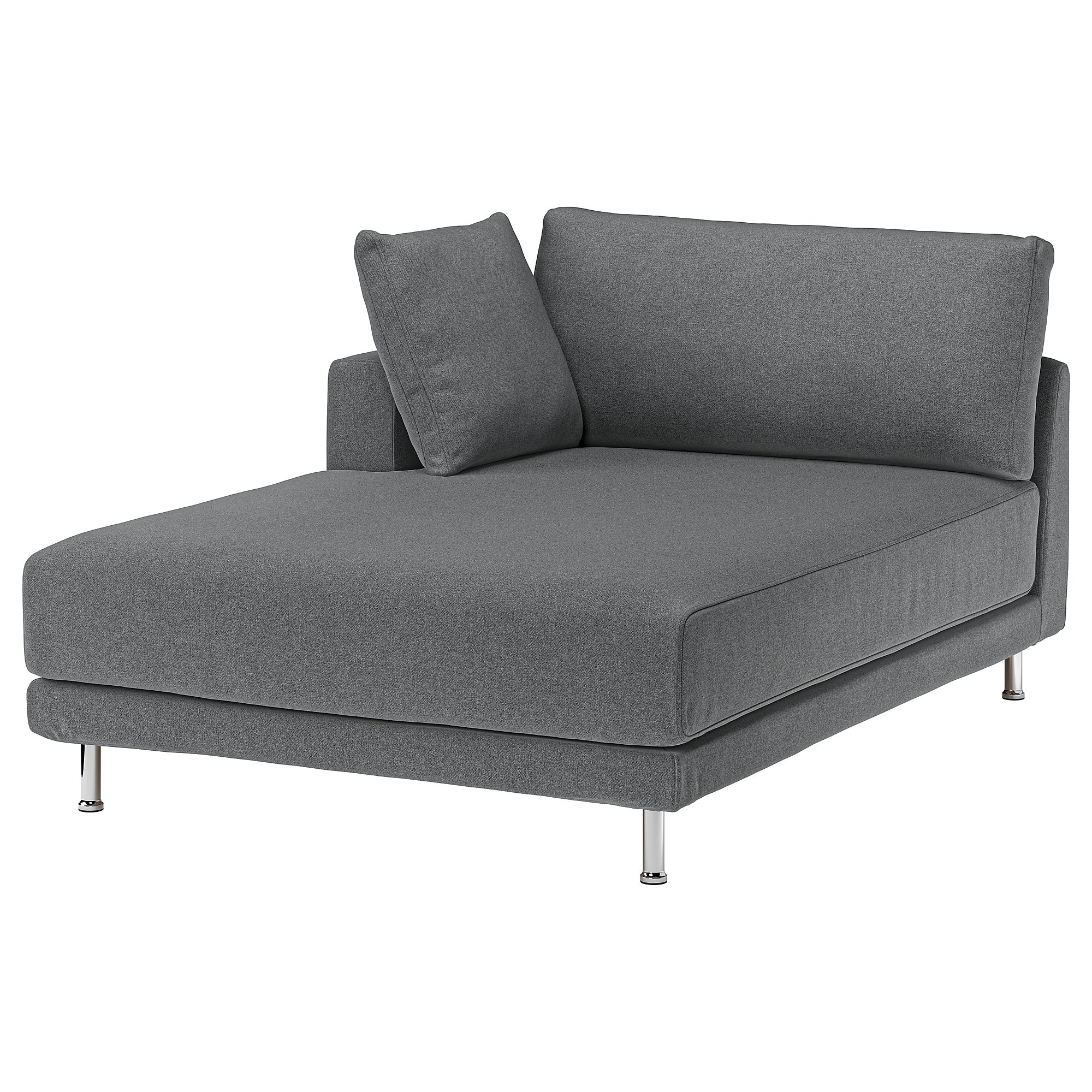UPPÅKRA chaise longue module, with armrest left/Johanneshov dark grey, 127x46x180 cm