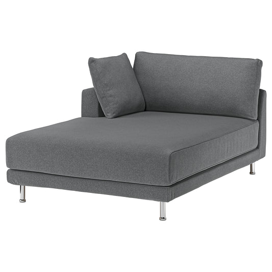 UPPÅKRA chaise longue module, with armrest left/Johanneshov dark grey, 127x46x180 cm