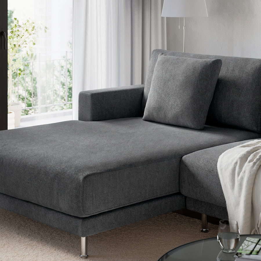 UPPÅKRA chaise longue module, with armrest left/Johanneshov dark grey, 127x46x180 cm