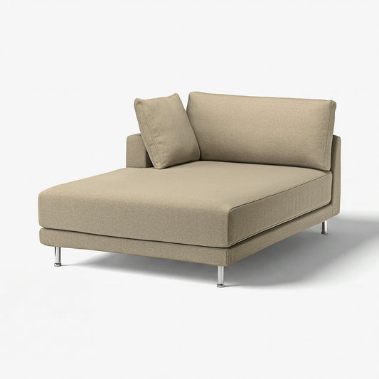 UPPÅKRA chaise longue module, with armrest left/Johanneshov brown-beige, 127x46x180 cm