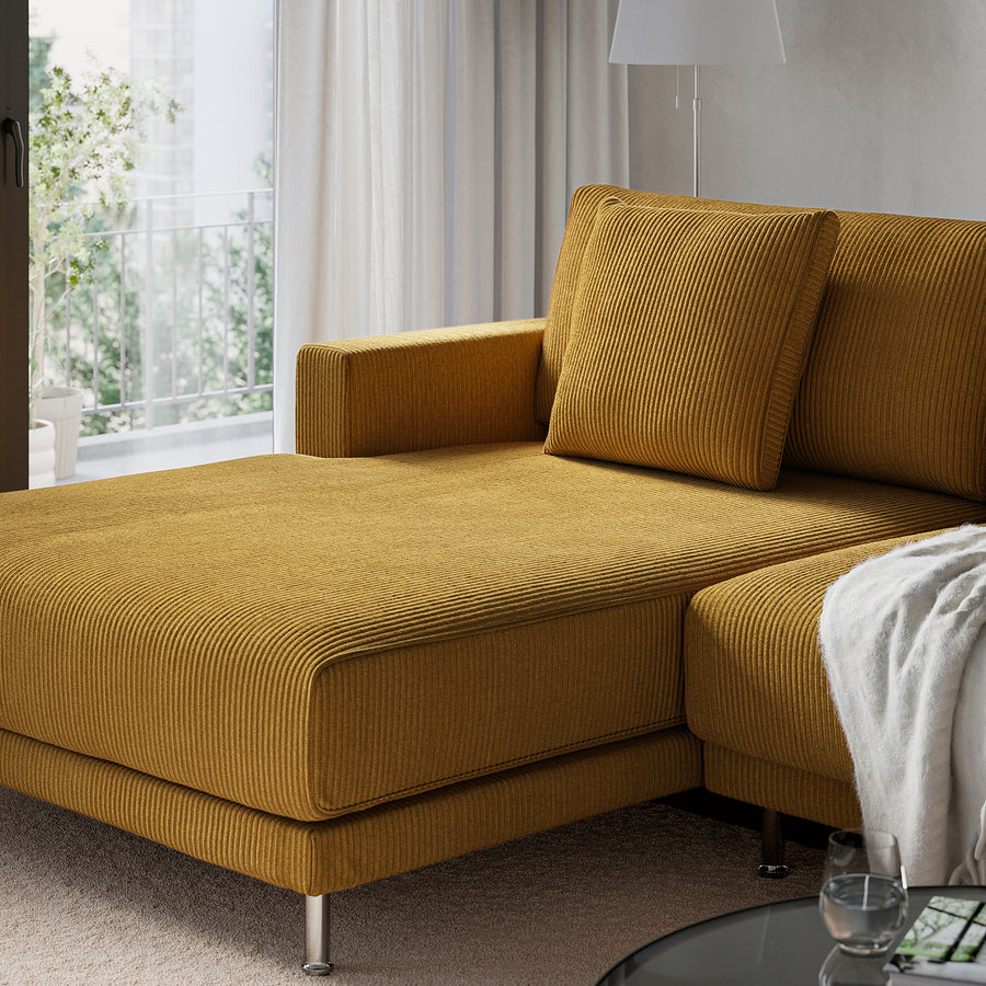 UPPÅKRA chaise longue module, with armrest left/Samsala yellow-brown, 127x46x180 cm