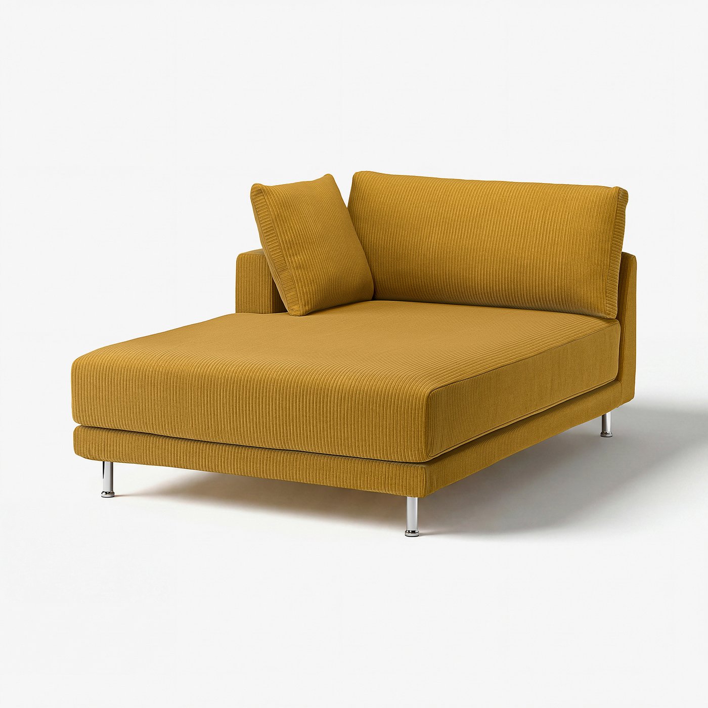 UPPÅKRA chaise longue module, with armrest left/Samsala yellow-brown, 127x46x180 cm