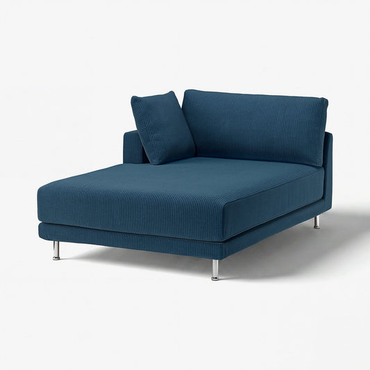 UPPÅKRA chaise longue module, with armrest left/Samsala dark blue, 127x46x180 cm