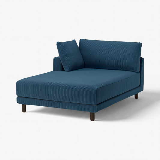 UPPÅKRA chaise longue module, with armrest left/Samsala dark blue, 127x95x180 cm
