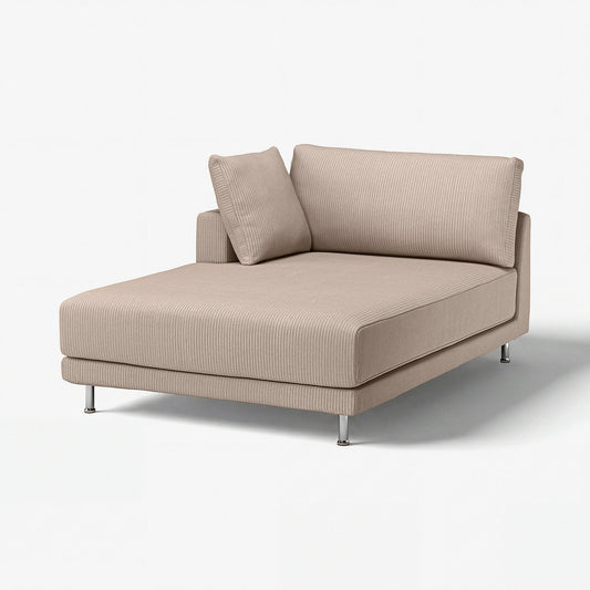 UPPÅKRA chaise longue module, with armrest left/Samsala grey-beige, 127x46x180 cm