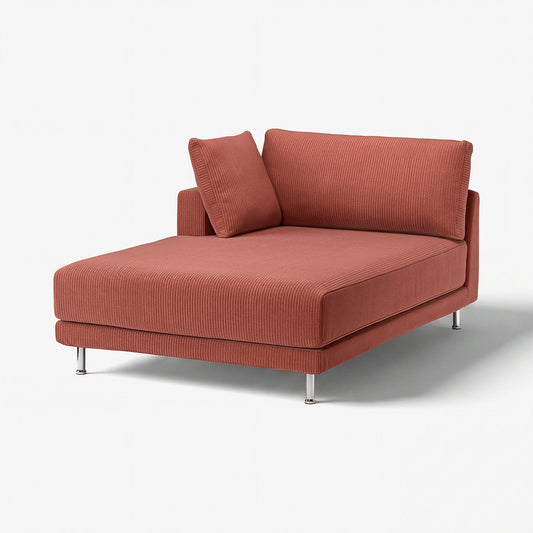 UPPÅKRA chaise longue module, with armrest left/Samsala brown-red, 127x46x180 cm