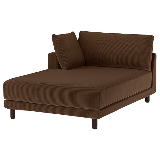 UPPÅKRA chaise longue module, with armrest left/Samsala dark brown, 127x95x180 cm