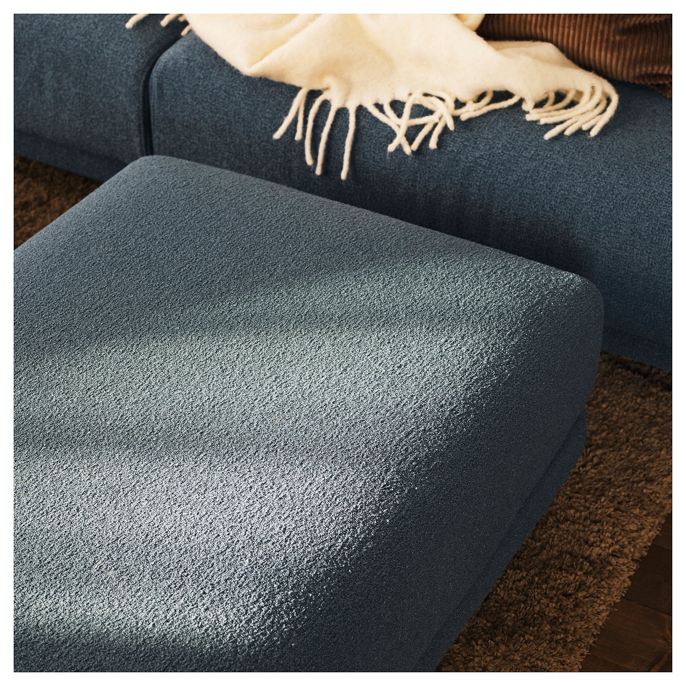 UPPÅKRA footstool, Axvall dark grey-blue, 127x46x77 cm
