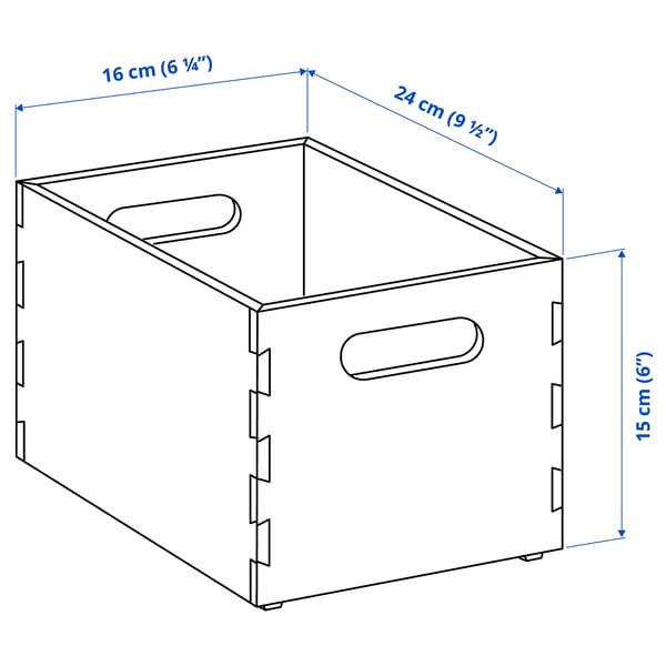UPPDATERA storage box, light bamboo, 16x24x15 cm