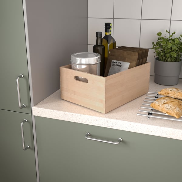 UPPDATERA storage box, light bamboo, 24x32x15 cm