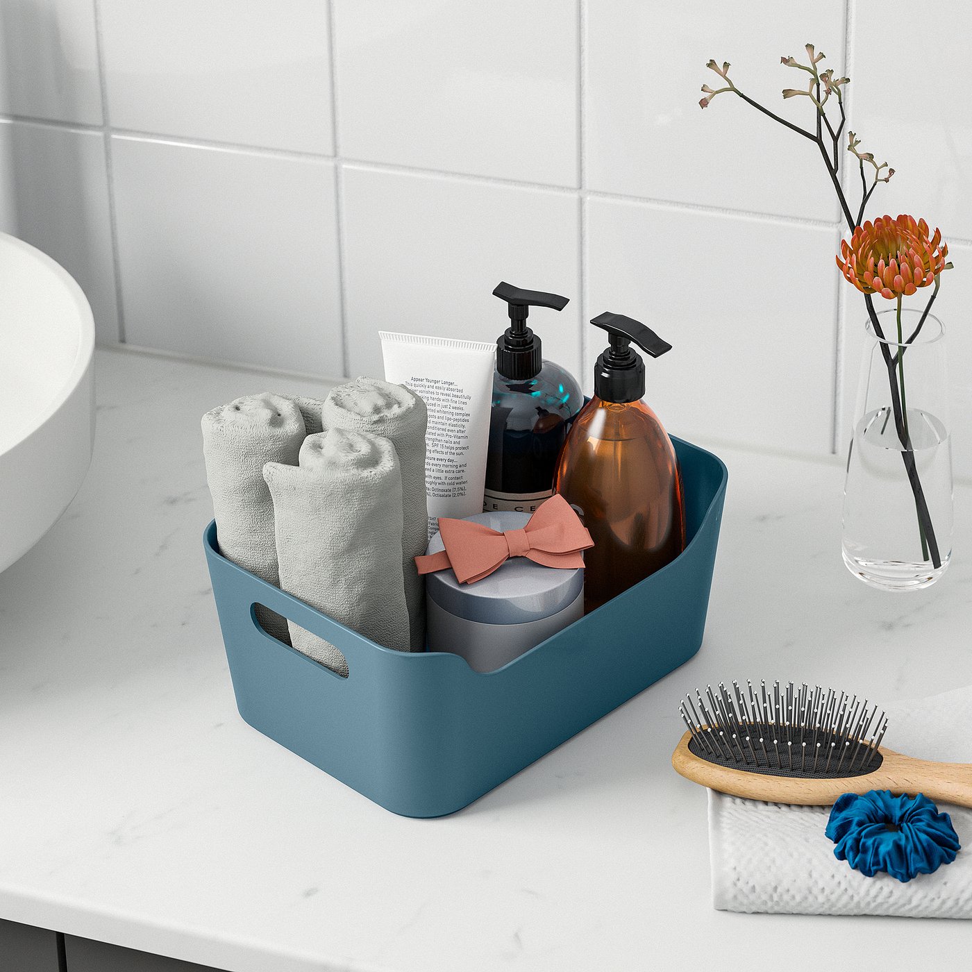 UPPDATERA box, grey-blue, 24x10x17 cm