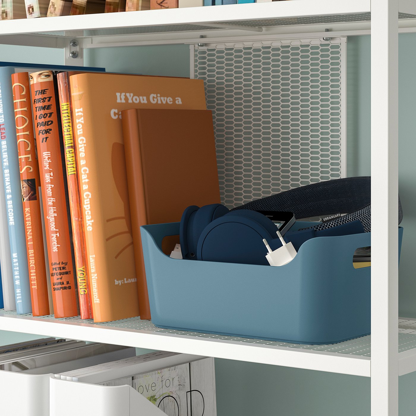 UPPDATERA box, grey-blue, 24x10x17 cm