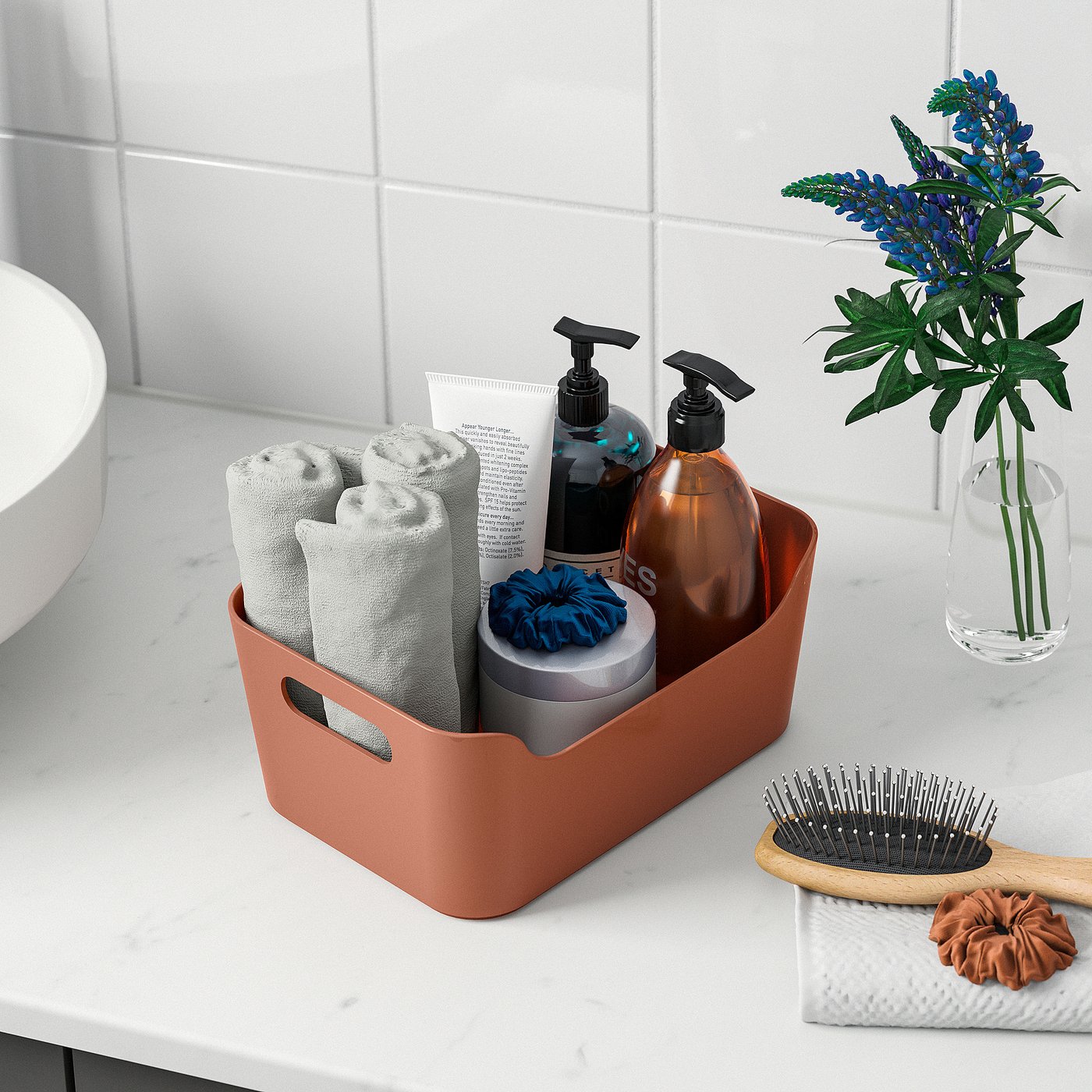 UPPDATERA box, red-brown, 24x10x17 cm