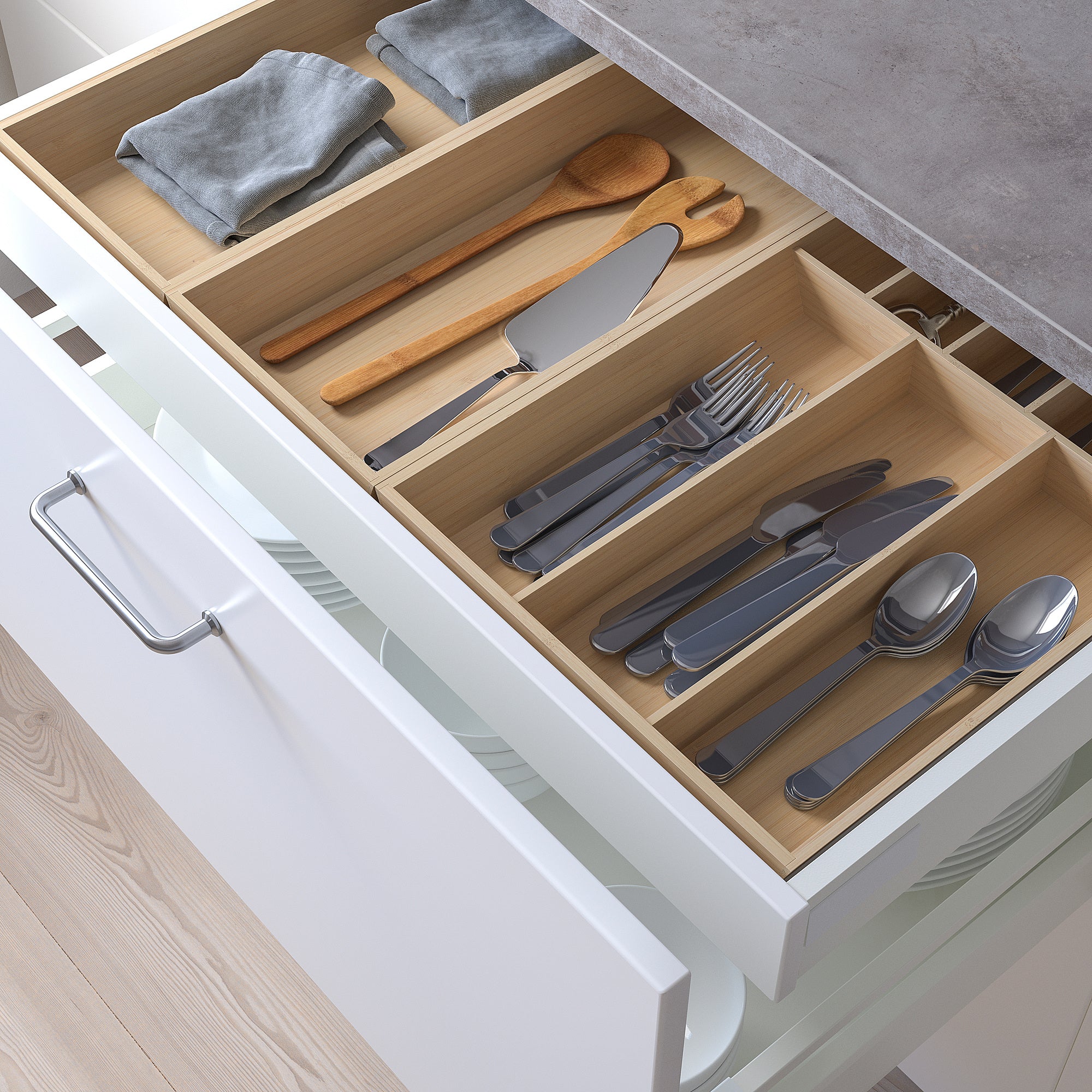 UPPDATERA cutlery tray/2 utensil trays, light bamboo, 72x50 cm