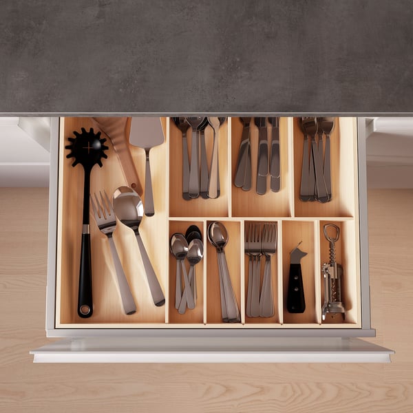 UPPDATERA cutlery tray, light bamboo, 52x50 cm