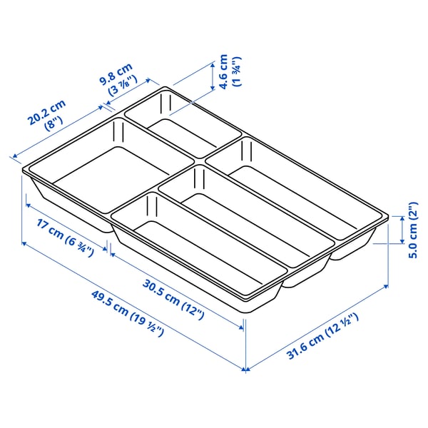 UPPDATERA - UPPDATERA Cutlery tray, white, 32x50 cm