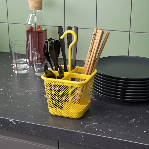 UPPDATERA - Cutlery caddy, yellow, 12x12 cm