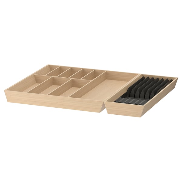 UPPDATERA - UPPDATERA Cutlery tray/tray with knife rack, light bamboo, 72x50 cm