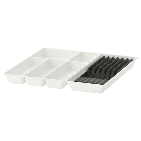 UPPDATERA - UPPDATERA Cutlery tray/tray with knife rack, white/anthracite, 52x50 cm