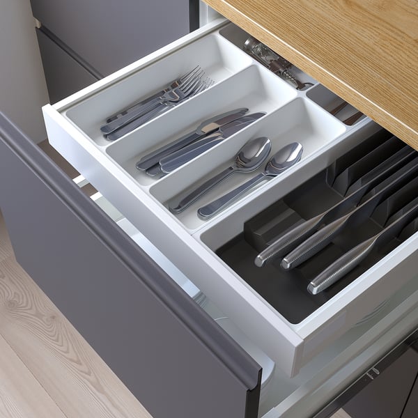 UPPDATERA - UPPDATERA Cutlery tray/tray with knife rack, white/anthracite, 52x50 cm