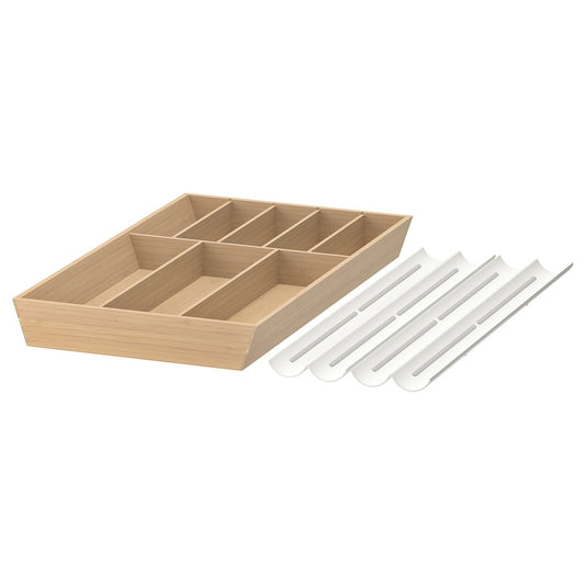 UPPDATERA cutlery tray/spice rack, white/bamboo, 516 mmx56 mmx495 mm cm