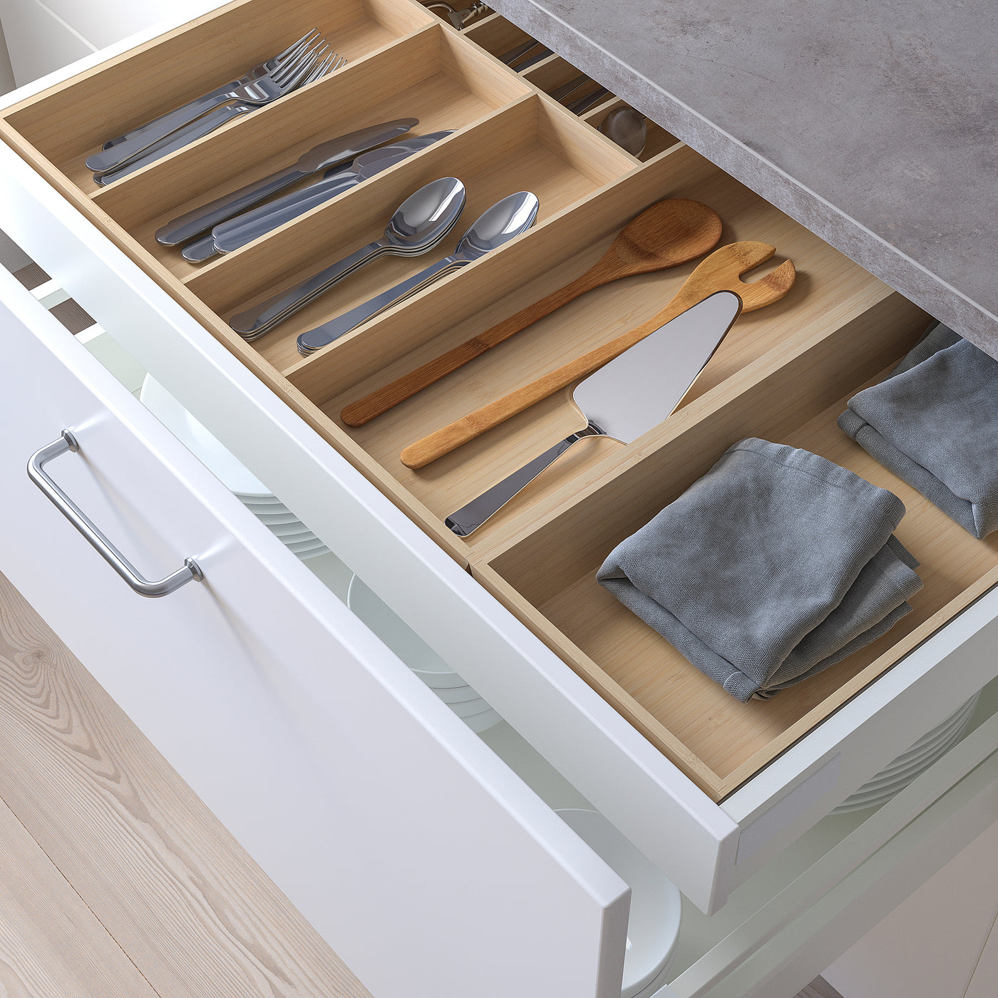 UPPDATERA cutlery tray/utensil tray, light bamboo, 72x50 cm
