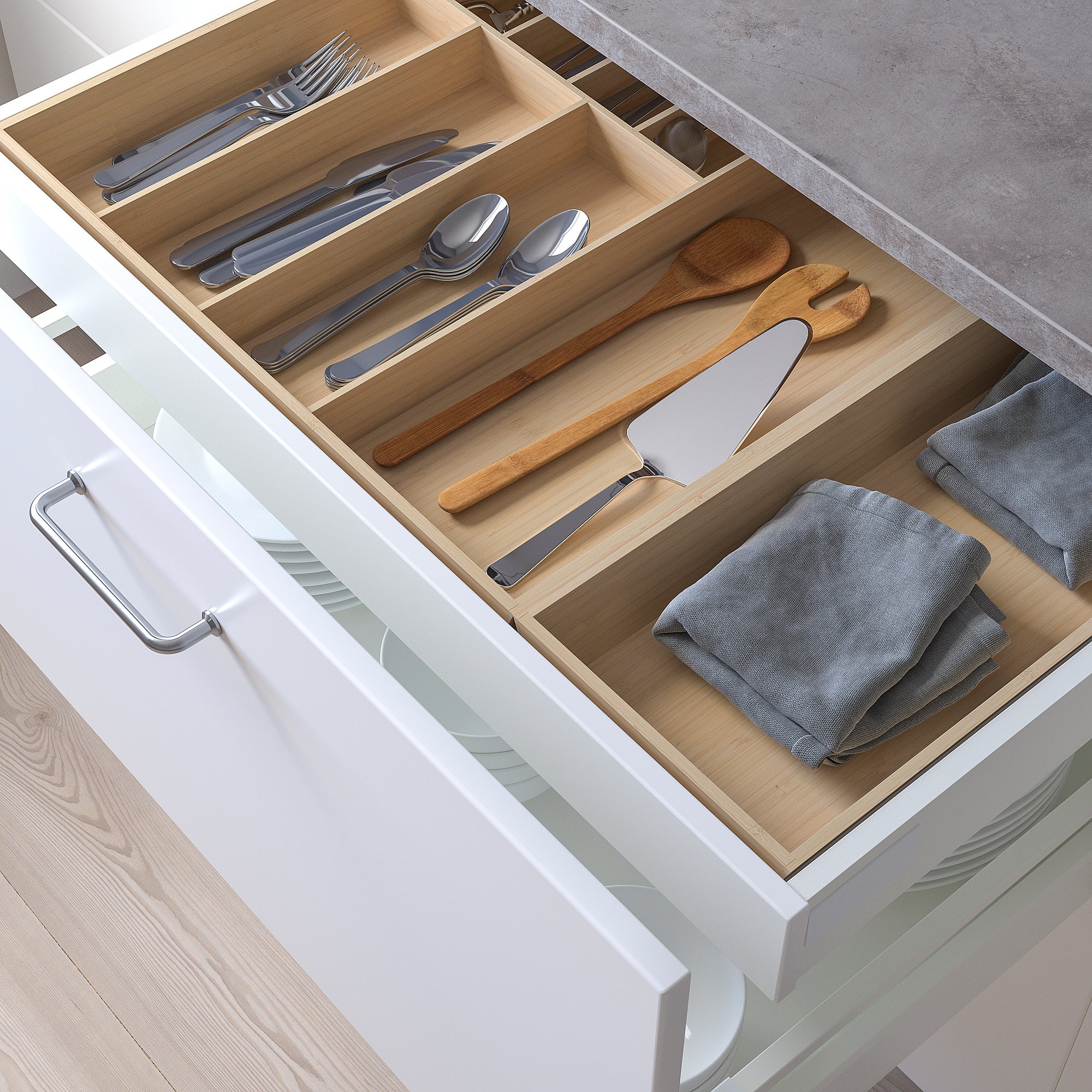 UPPDATERA cutlery tray/utensil tray, light bamboo, 72x50 cm