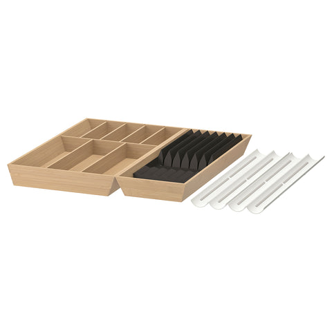 UPPDATERA cutlery+utsl trays/knife+spice rack, white/bamboo anthracite, 716 mmx56 mmx495 mm cm