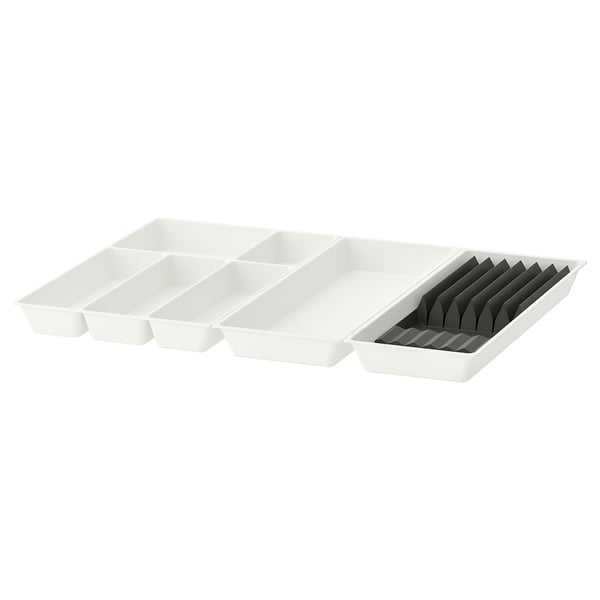 UPPDATERA cutlery+utsl trays/tray w knife rck, white/anthracite, 72x50 cm
