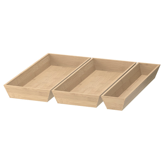 UPPDATERA utensil tray, 3-piece, bamboo, 50x50 cm