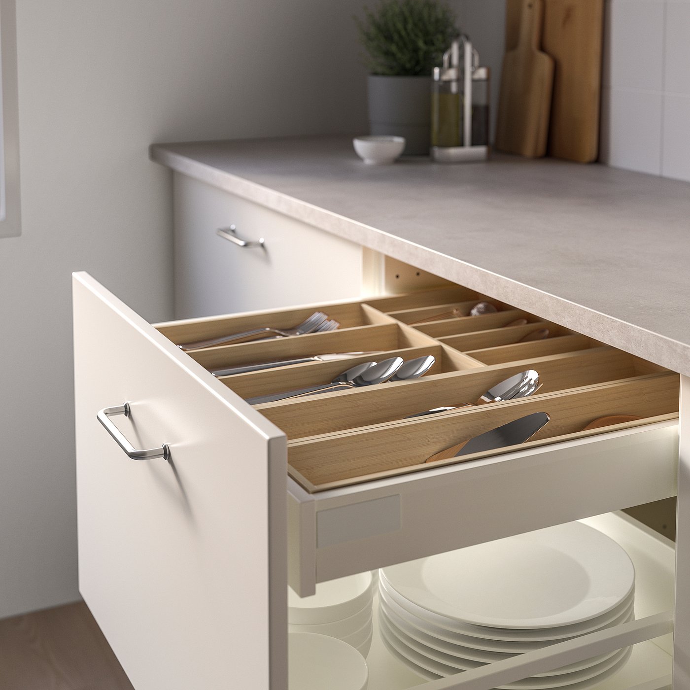 UPPDATERA utensil tray, bamboo, 10x50 cm