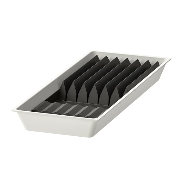 UPPDATERA tray with knife rack, white/anthracite, 20x50 cm