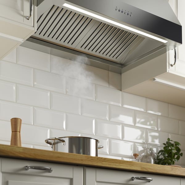 UPPFRISKANDE Hood to be fixed to the wall - stainless steel colour 80 cm , 80 cm