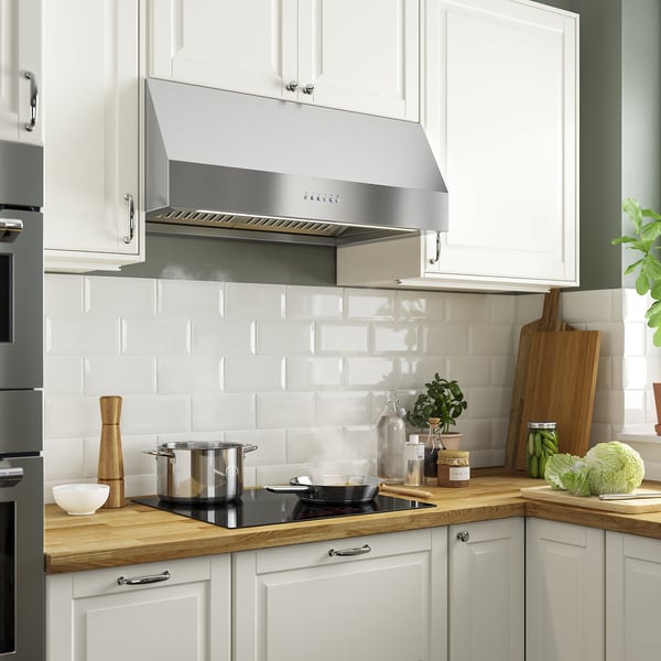 UPPFRISKANDE wall mounted extractor hood, stainless steel colour, 80 cm