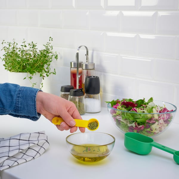 UPPFYLLD - Measuring cup, set of 2, bright green/bright yellow